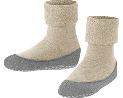 FALKE Cosyshoe Teens antislip noppen merinowol huissokken pantoffels kinderen beige - Maat 31-32