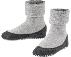 FALKE Cosyshoe Teens antislip noppen merinowol huissokken pantoffels kinderen grijs - Maat 33-34