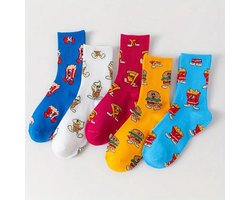 Fastfood sokken maat 34-40| Happy Socks | Grappige sokken | Patat sokken | Hamburger sokken | Popcorn sokken | IJs sokken | Pizza sokken | cadeautje voor kinderen | jongens en meisjes