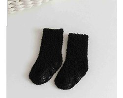 Fleece Sokken - Zachte Fleece Sokken – Winter Sokken – Set van 3 - Peuter Sokken - Anti Slip - Maat 20-22 – Winter Kleding – Zwarte Sokken -