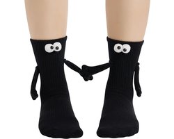 Funny Sokken met magnetische handjes -Zwart One size (geschikt tot maat 39 / 40) - Cadeautip - Verjaardagtip - Funny Socks