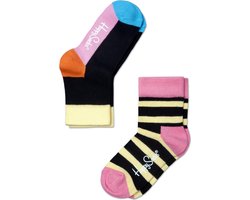 Happy Socks Kids, 2 Pack, Stripes & Blocks 4-6 jaar Maat 27-30