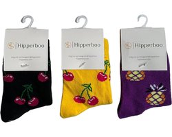 Hipperboo® Kindersokken jongens en meisjes - 3 paar - Maat 20-24 - Fruit Mix - 1 tot 2 jaar oud - Kinderkousen