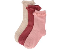 iN ControL 3pack RIB socks RUFFLE pink 35/38