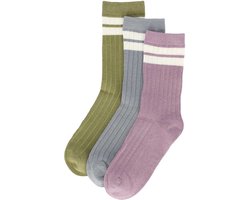 iN ControL 3pack RIB socks STRIPE green/blue/lila 35/38