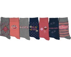 InterSocks Meisjes Kousen Tea Party Multipack 7 paar - Maat 31/34