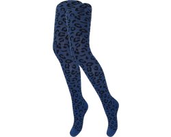 Kindermaillot - Panterprint - Blauw-Zwart - Maat 122/128