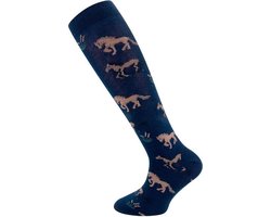 Kniekousen Donkerblauw met Paarden - 35/38