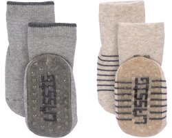 Lässig Anti-slip sokjes 2 paar assorted grey/beige, Maat 15-18