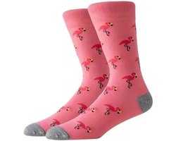 Roze Flamingo Sokken | Grappige Sokken | happy socks | One Size (35-38) | Roze | Grappig | Cadeau Tip | Kadotip | Kinder Sokken