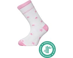 SQQUADD® Bamboe Sokken Kinderen - Unisex Kids - Maat 27-30 - Naadloos en Duurzaam - Tegen Zweetvoeten - Bamboo Kindersokken - Wit/Roze