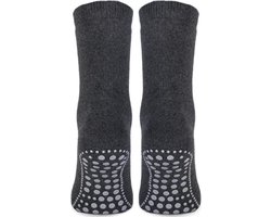 Topsocks huissokken met antislip noppen kleur: antraciet maat: 35-38