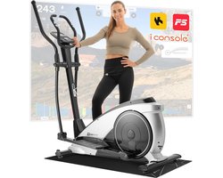 Hop-Sport crosstrainer HS-060C - Crosstrainer voor thuisgebruik met app-bediening, HRC-functie, 16 weerstandsniveaus - Max crosstrainer, zilver