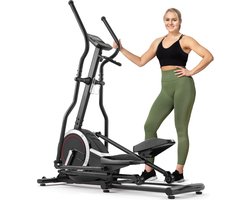 Hop-Sport crosstrainer HS-070C - crosstrainer voor thuisgebruik met hartslagmeting en vliegwiel 18 kg, max. gebruikersgewicht 150 kg, zilver