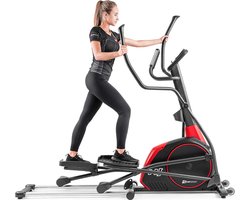 Hop-Sport crosstrainer HS-095CF met ondermat - crosstrainer 30kg vliegwiel - crosstrainer gebruikersgewicht 135kg - crosswalker, Zwart