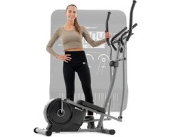 Hop-Sport crosstrainer HS-2050C Grijs voor thuisgebruik met LCD display en hartslagmeting - zeer stille crosstrainer met magnetisch remsysteem en ergonomische zilver