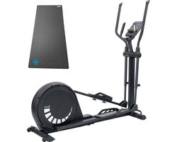 Skandika Carbon P20-R Crosstrainer SET – Crosstrainer - Crosstrainer (168.8l x 84b x 171.8h cm) + Mat (90 x 200 cm) - Elliptische trainer voor thuisgebruik, 23 programma's, app-compatibel, tot 135 kg, 16 weerstandsniveaus - Duurtraining - zwart