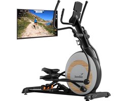 Skandika Carbon P26-S Crosstrainer – Crosstrainers - Elliptische trainer voor thuis, in hoogte verstelbaar, app-compatibel, tot 150 kg, 32 weerstandsniveaus, dubbel railsysteem - Fitnessapparatuur voor duurtraining – 172 x 66 x 175 (LxBxH) – zwart