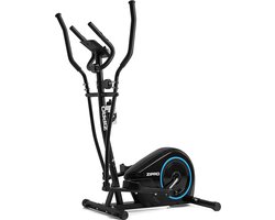 Zipro Burn Magnetische Crosstrainer, Hartslagsensoren, Gemakkelijk te transporteren, Antislippedalen, Flessenhouder, Homegym, Stabiele structuur, Max. gebruikersgewicht 120 kg, zwart en blauw