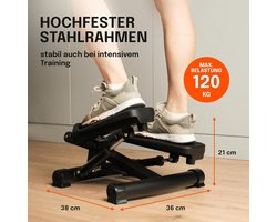 Advanced Stepper 120 kg met powertouwen en instelbare intensiteit - Twist Mini Stepper met stille cilinders voor thuistraining Mini stepper