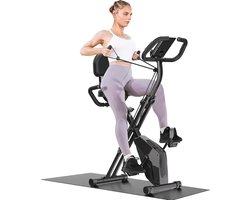 Exitosas hometrainer fiets - 8 niveaus - multifunctioneel LCD scherm - opklapbaar - maximale belasting 150 kg - 107x53x116 cm - zwart