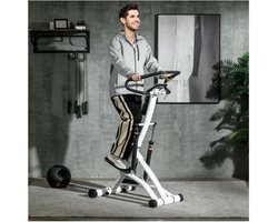 Fitnesstrainer met LCD-scherm, 12 weerstandsniveaus, zwart+zilver, 80 x 61 x 134 cm