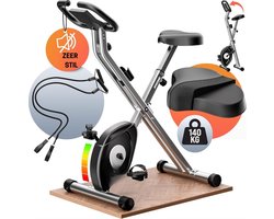 Hometrainer Fiets - Fitness Fiets met 10 Weerstandniveaus - Multifunctionele Hometrainer met LCD Scherm - Inclusief 2 Fietsbanden - 7 Zitstanden - Opvouwbaar