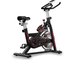 Hometrainer voor thuis, indoor spinningfiets, studiokwaliteit, groot tweerichtingsvliegwiel, stationaire riemaandrijving, verstelbaar zadel, LCD-scherm, Geschikt voor Beginners Onder 183cm/130kg