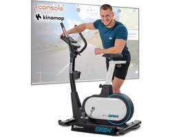 Hop-Sport Elektrisch-magnetische hometrainer voor thuis HS-250H Drim + mat, Staande fitness fiets met LCD display, 32 weerstandsniveaus, 12 kg vliegwiel, fitnessbike met hartslagmeter, tot 150 kg belasting