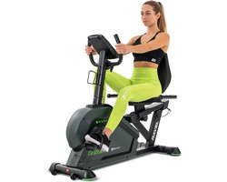 Hop Sport Elektrisch-magnetische ligfiets HS-120L Ravel, stationaire hometrainer met app-compatibiliteit, vliegwiel 10 kg, MagResist 32-staps weerstand, trainingscomputer, tot 120 kg