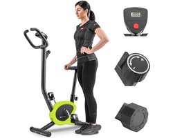 Hop-Sport hometrainer HS-010H Rio - fitnessapparaat voor thuis met praktische trainingscomputer, compacte afmetingen, Limoen