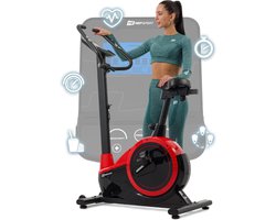 Hop-Sport hometrainer HS-060H Exige - ergometer met tablethouder, 12 trainingsprogramma's, 16 weerstandsniveaus - verstelbaar stuur en zadel - fitnessfiets max. gebruikersgewicht 120 kg Rood