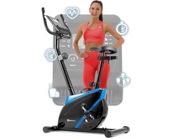 Hop-Sport hometrainer HS-2070 Onyx - fitnessapparaat voor thuis met polssensoren en computer, 8 weerstandsniveaus, vliegwiel 7 kg - fitnessfiets voor een max. gebruikersgewicht van 120 kg, Blawu