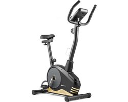 Hop-Sport Hometrainer HS-2080 Spark fitnessergometer met hartslagsensoren en computer, magnetisch, fitnessbike, zwart-goud