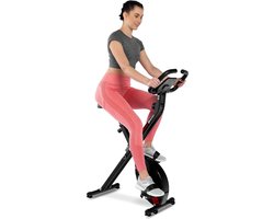 Hop-Sport Hometrainer HS-3020X Quest, traagheidswiel 4 kg, Opvouwbare fitnessfiets X-bike, LCD scherm en 10 niveaus van magnetische weerstand