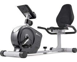 Hop-Sport horizontale magnetische ergometer HS-2050L - zitergometer met vliegwiel 8kg, maximale belasting 120kg, zilver