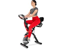 Hop-Sport Opvouwbare hometrainer met rugsteun HS-3030X Apeks Grijs, Magnetische X-Bike, LCD-scherm, 10 weerstandsniveaus, Pols sensoren en een 5 kg vliegwiel, Max. belasting 120 kg