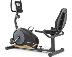 Hop-Sport Root Ligfiets - Ergometer met Handpolssensoren HS-040L, 9,5 kg Vliegwiel en 8 Weerstandsniveaus - Zitergometer, Max. Gebruikersgewicht 120 kg, Gouden