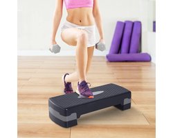 In hoogte verstelbare Aerobic Stepper 10-15 cm - Antisliplaag - Mini Stepper voor thuis - Stairmaster voor alle leeftijden - Zwart/grijs Mini stepper