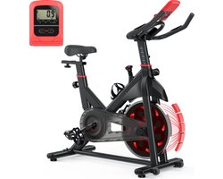 Magnetische Hometrainer - Indoor fitnessfiets met 10KG vliegwiel - LCD scherm - hartslagsensor - 80MM stalen constructie - 150KG capaciteit