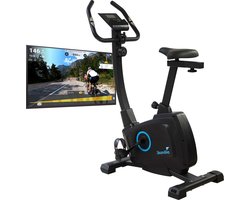 Skandika Bragi Hometrainer Fiets - Hometrainer – Hometrainer fitness, 7 kg vliegwielmassa, magneetremsysteem, Kinomap voor virtuele training, hoogteverstelling, indoorfiets met transportwielen, tablethouder  – zwart