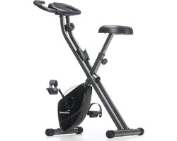 Skandika Foldaway X-1000 Hometrainer Fiets – Hometrainers - Fitnessbike – Hometrainer fiets inklapbaar - Fitness fiets opvouwbaar met handpulssensoren, 8-staps magnetische weerstand, LCD display, 130 kg max. Gebruikersgewicht - zwart/oranje