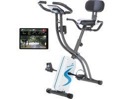 Skandika Foldaway X-2000 Hometrainer Fiets – Hometrainers - Fitnessbike – Hometrainer fiets inklapbaar – X-Bike F-Bike Fitness fiets opvouwbaar met handpulssensoren, LCD display, 130 kg max. Gebruikersgewicht - wit