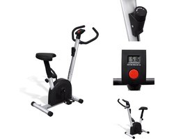 vidaXL Fitnessfiets - Compacte - Robuuste Hometrainer - Verstelbaar Zadel - Anti-slip Pedalen - Afmetingen- 92.5 x 49 x 106 cm - Zwart/Zilver - Hometrainer