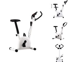 vidaXL Hometrainer Fitnessfiets - 90x38x103 cm - zwart/wit - verstelbaar zadel - LCD-scherm - anti-slip pedalen - Hometrainer