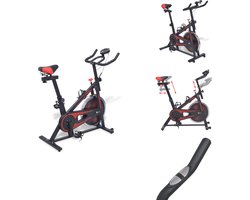 vidaXL Hometrainer - Hometrainers - Sportfiets - Trainingsfiets - Hometrainer met hartslagsensoren zwart en rood