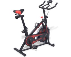 vidaXL - Hometrainer - met - hartslagsensoren - zwart - en - rood