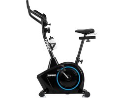 Zipro Boost Elektromagnetische Fiets, Hartslagsensoren, Gemakkelijk te transporteren, Antislippedalen, Flessenhouder, Homegym, Stabiele structuur, Max. gebruikersgewicht 120 kg, zwart en blauw