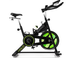 Zipro Holo 2 Hometrainer Magnetische Fiets, Hartslagsensoren, Gemakkelijk te transporteren, Antislippedalen, Flessenhouder, Homegym, Stabiele structuur, Max. gebruikersgewicht 130 kg, zwart en groen