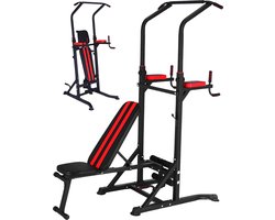 BackCrusher Ultimate- Pull Up Station met Fitnessbank - Krachtstation - Dip Station - Pull Up Bar - Home Gym - Fitness